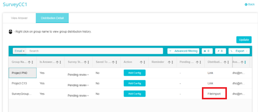 Image highlighting the distribution mode of survey i.e File Import