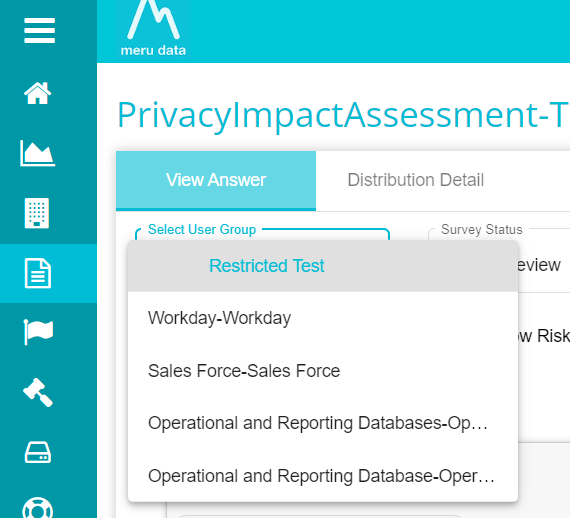 Image displaying the dropdown for selecting Survey Group